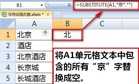 Excel统计某字符或关键字出现的次数