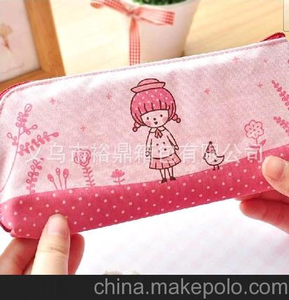 笔袋定做 韩国文具 韩版可爱童年笔袋 插画布艺铅文具袋