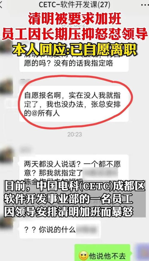 网传单位清明强制加班,员工怒怼领导视频,当事人回应 已办离职