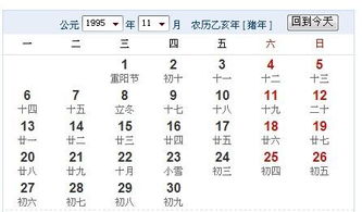 1995年阴历10 月初3 是阳历多少号 