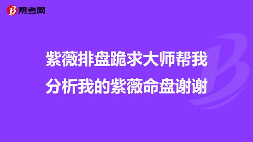 紫薇排盘跪求大师帮我分析我的紫薇命盘谢谢