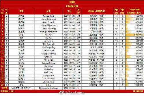 中国足球队账户余额排名