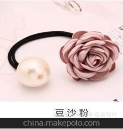 韩国发圈珍珠发绳橡皮筋玫瑰花朵头绳扎头发韩版发夹头花女