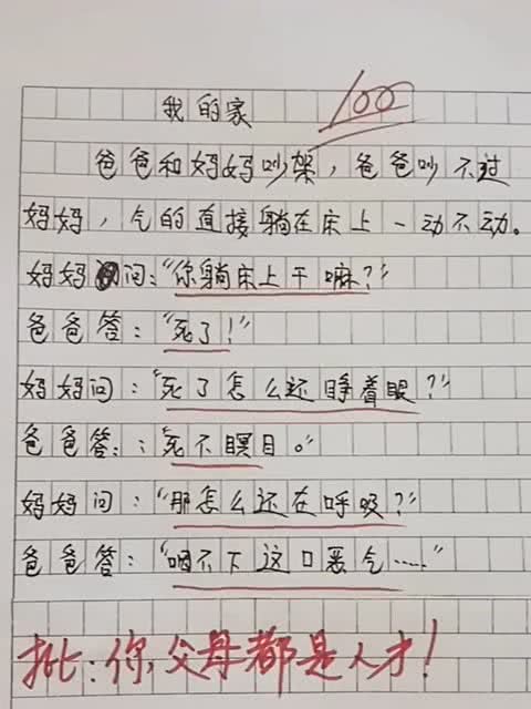 小学生满分作文,这一家人都是人才 