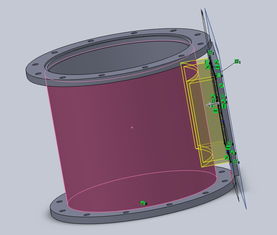 solidworks画一矩形框和圆柱筒相交,怎么把圆柱上的相交部分去掉 