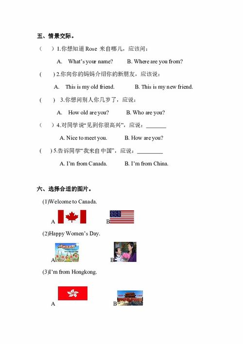 Lesson C I m from the USA 同步练习 含答案 