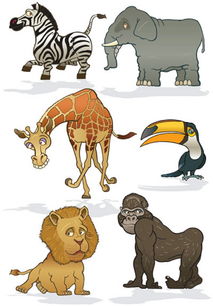 卡通长颈鹿猴子大象斑马图标psd素材模板