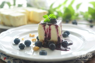 纯天然蓝莓果酱配免烤芝士蛋糕的做法 菜谱 