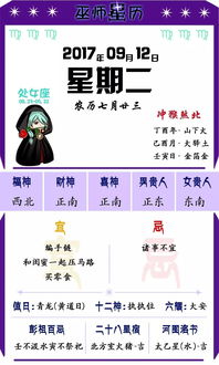 星座巫师星历 2017年09月12日 星期二