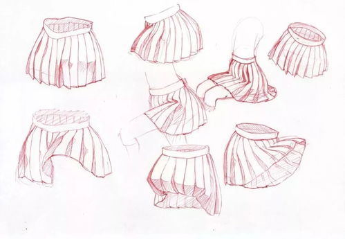 绘画素材 二次元动漫小裙子线稿,临摹练习