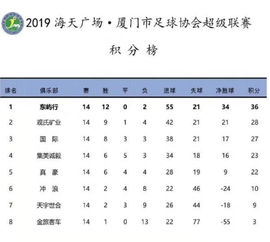 厦门足球业余联赛积分榜,厦门足球业余联赛积分榜