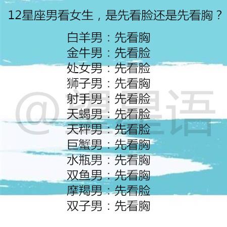 12星座男看女生, 是先看脸还是先看胸