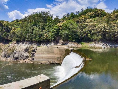 水库水坝流水瀑布风景摄影图配图高清摄影大图 千库网 