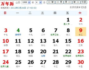 1988年的阴历2月23号的阳历是什么 