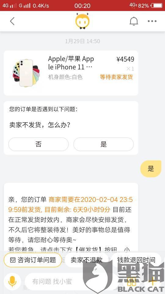 黑猫投诉 淘宝春节百亿补贴活动购买商品一直不发货,投诉两次无果