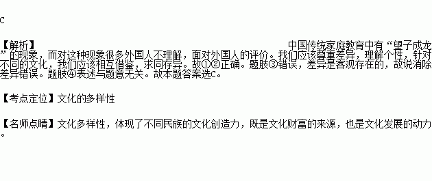 是一部关于外国人对中国人看法的纪录片.记录了超过30位来自不同国家的人对中国人的印象.其中大多数外国人对中国家庭教育中 望子成龙 现象不理解.面对外国人的评价.我们应该 