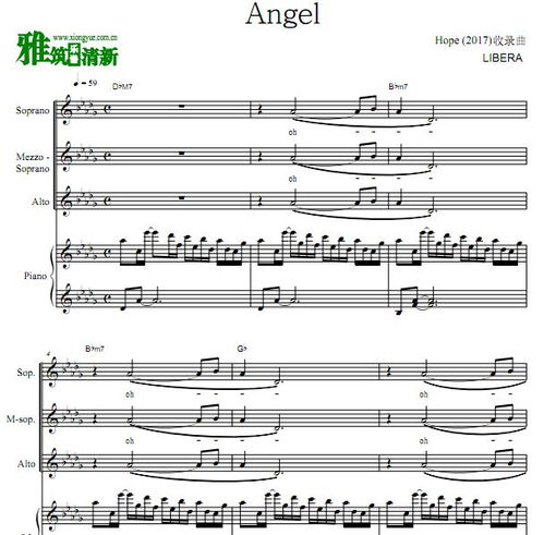 天使之翼童声合唱团 Libera Angel钢琴伴奏合唱谱