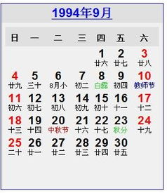 1994年9月17日的阴历是多少呢 