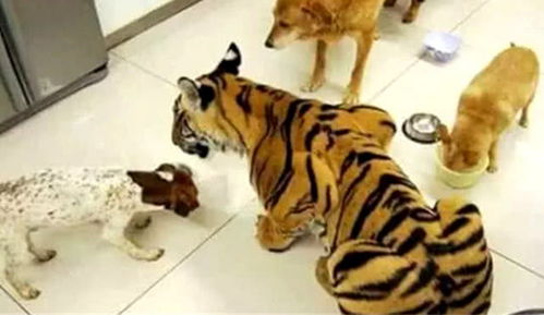 小老虎溜进狗狗之家,和狗狗交朋友却被拒,只因它的动作太过了
