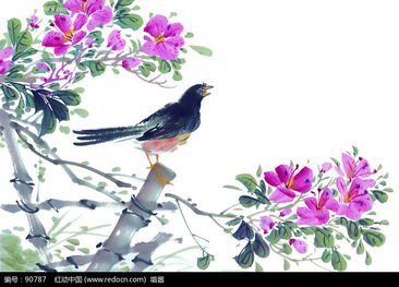 花丛上的小鸟图片免费下载 红动网 