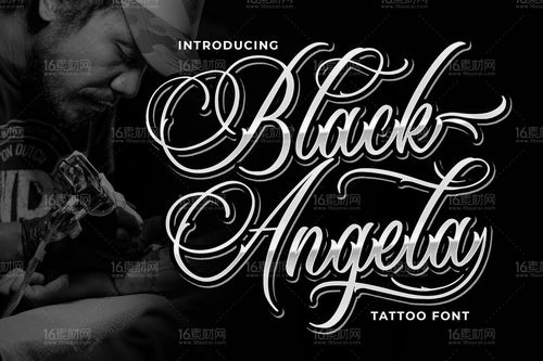 纹身艺术风格英文书法字体16素材网精选 Black Angela Tattoo Font 素材中国16素材网 