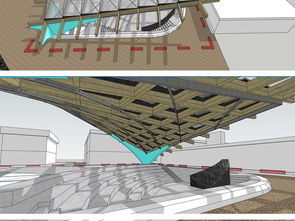 现代结构雨棚遮阳棚表演场舞台设计SU模型图下载 图片9.09MB 其他库 SU模型 