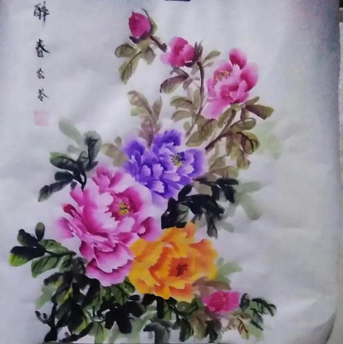 牡丹花色彩画,精美的手机壁纸