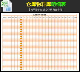 工厂仓库物料库明细表excel表格模板下载 库存单表格 仓库 仓储表编号 14777015 