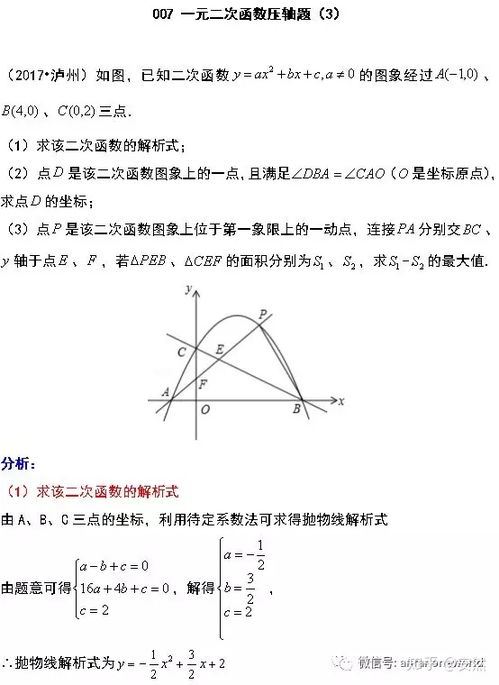 一元二次函数