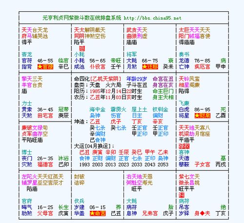 紫微星盘怎么看1985年阳历12月14日22 45 女 谢谢 