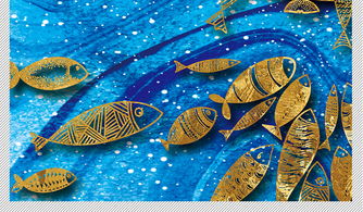 蓝色水彩星空游鱼抽象客厅玄关装饰画图片下载 抽象装饰画大全 现代简约装饰画编号 18677574 