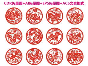 中国民间十二12生肖剪纸CDR矢量图图片设计素材 高清cdr模板下载 1.68MB 新年生肖大全 