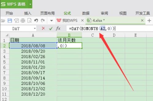 怎么在excel中用月份计算当月天数的公式 