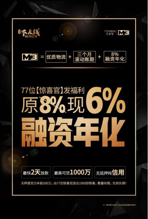 旺季还缺钱 天秤星豪气补贴500万,融资年化低至6 ,仅1000个名额