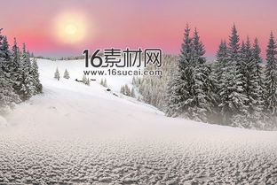 美丽的冬季雪山景色高清图片