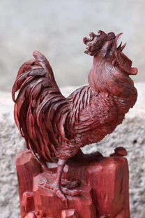 紫檀公鸡摆件 清刀雕刻手法,寓意美好