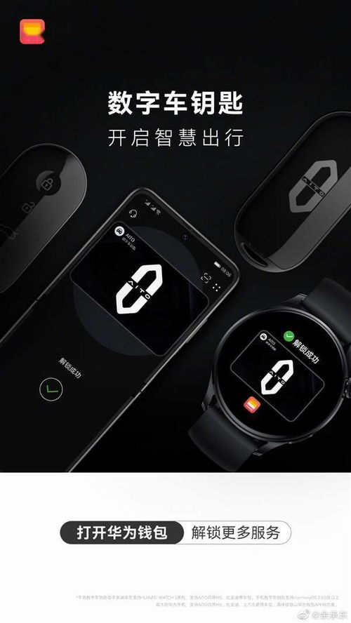 华为首创蓝牙 NFC二合一数字车钥匙 余承东 更多华为手表会升级支持