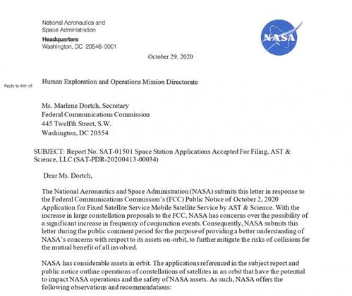 NASA公开反对AST 存在灾难性碰撞风险