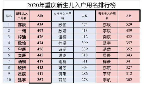 2020年重庆新生儿爆款名字出炉 梓涵 仍在前三甲