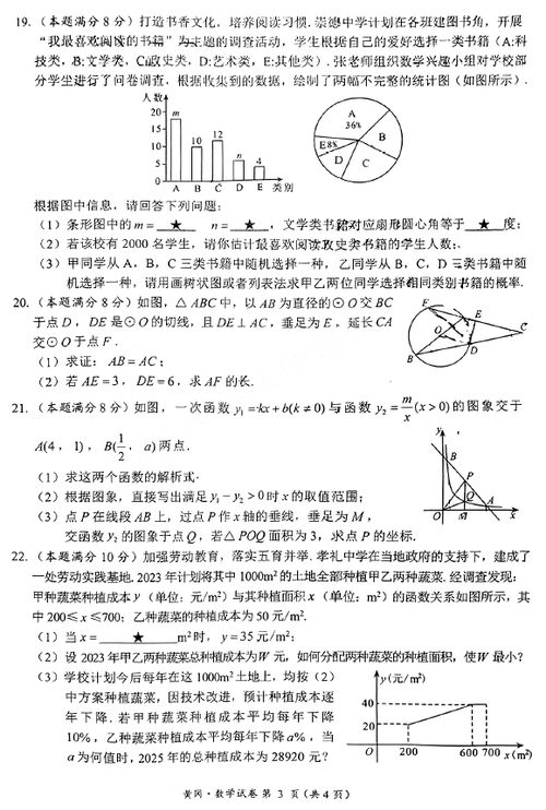 2023湖北黄冈中考数学试卷及答案 