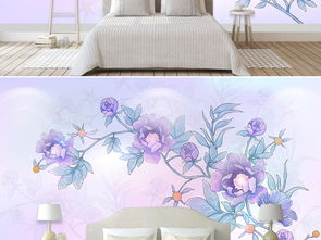 牡丹花手绘美图紫壁纸图片 米粒分享网 Mi6fx Com