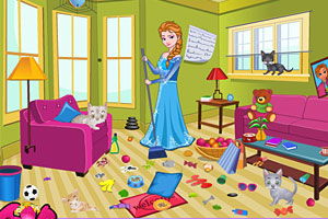 艾莎公主打扫房间