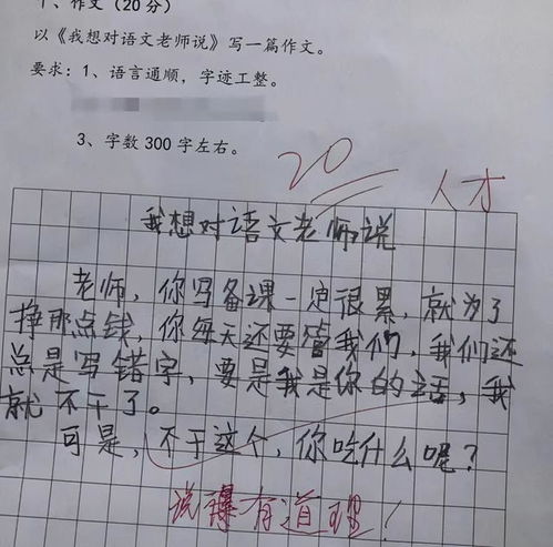 小学生作文 女生最狠的表白 爆红,老师笑得手抖 真的够狠