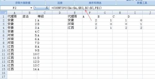 怎么统计一列中ABCD分别有多少个 