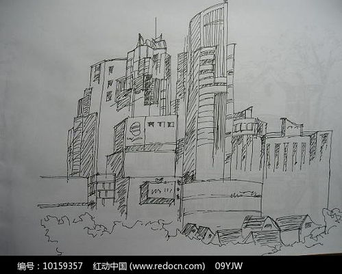 城市建筑钢笔画
