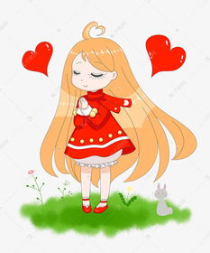 情人节祈愿爱情的可爱小少女手绘素材图片免费下载 千库网 