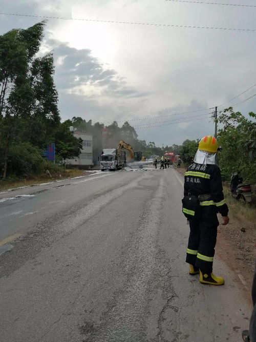 昨日,桂平麻垌附近路段一货车起火了 现场火势凶猛....