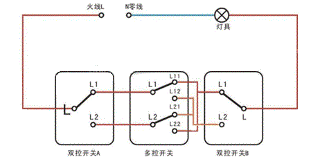 118三个双控开关控制一个灯怎么接 