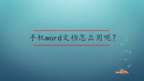 手机word文档怎么用呢 