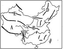 右图是中国山脉图,请读图并回答问题 图a 1 图中既是我国二 三阶梯分界线,又是季风区 非季风区分界线的山脉是 填字母代号 2 A为我国的 